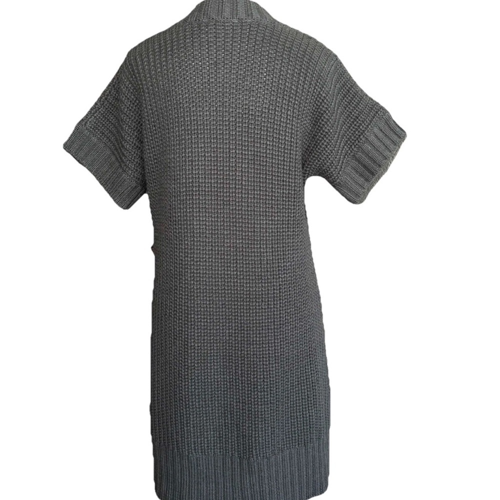 Soft Surroundings Button Front Gray Tunic Sweater Wool Blend Short Sleeve PXL - Picture 3 of 5